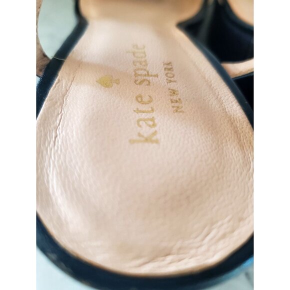 Kate Spade New York Ventana Leather Denim Wedge Sandals Adjustable Strap Size 7M - Picture 5 of 9
